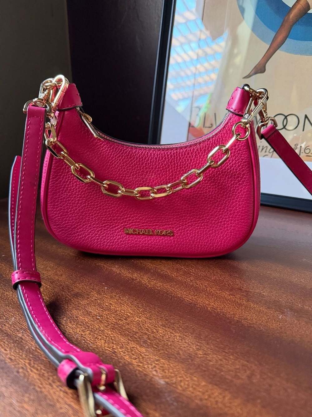 Michael Kors Cora Mini Zip Pouchette Pink Leather